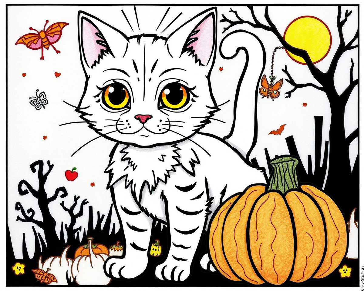 Halloween Cat Coloring Pictures for Kids