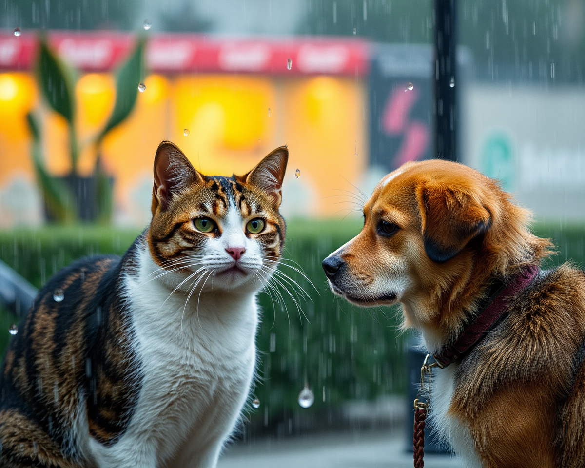 Raining Cats and Dogs Images on Busy Roads