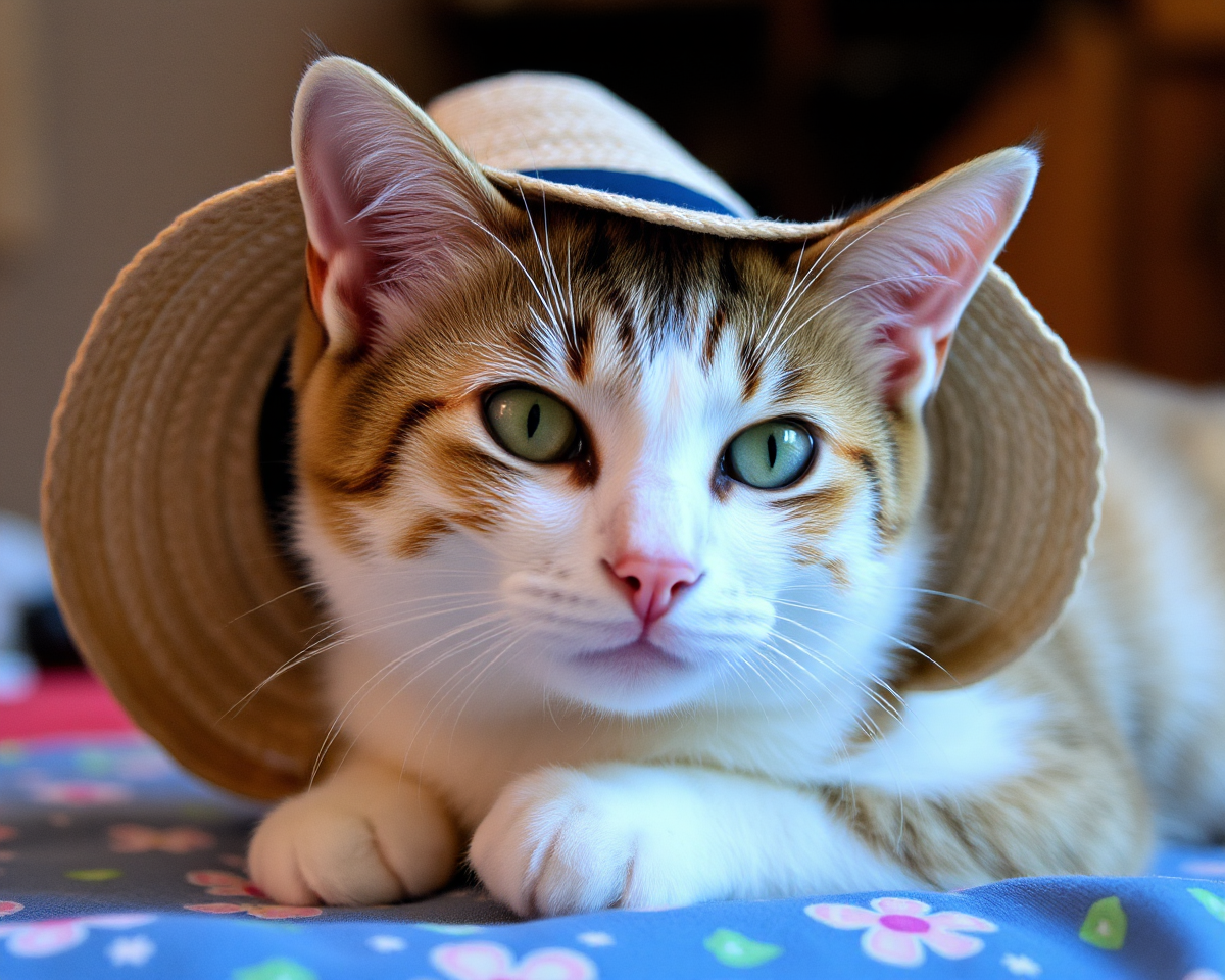 Cat Wears a Hat in a Whimsical Picture