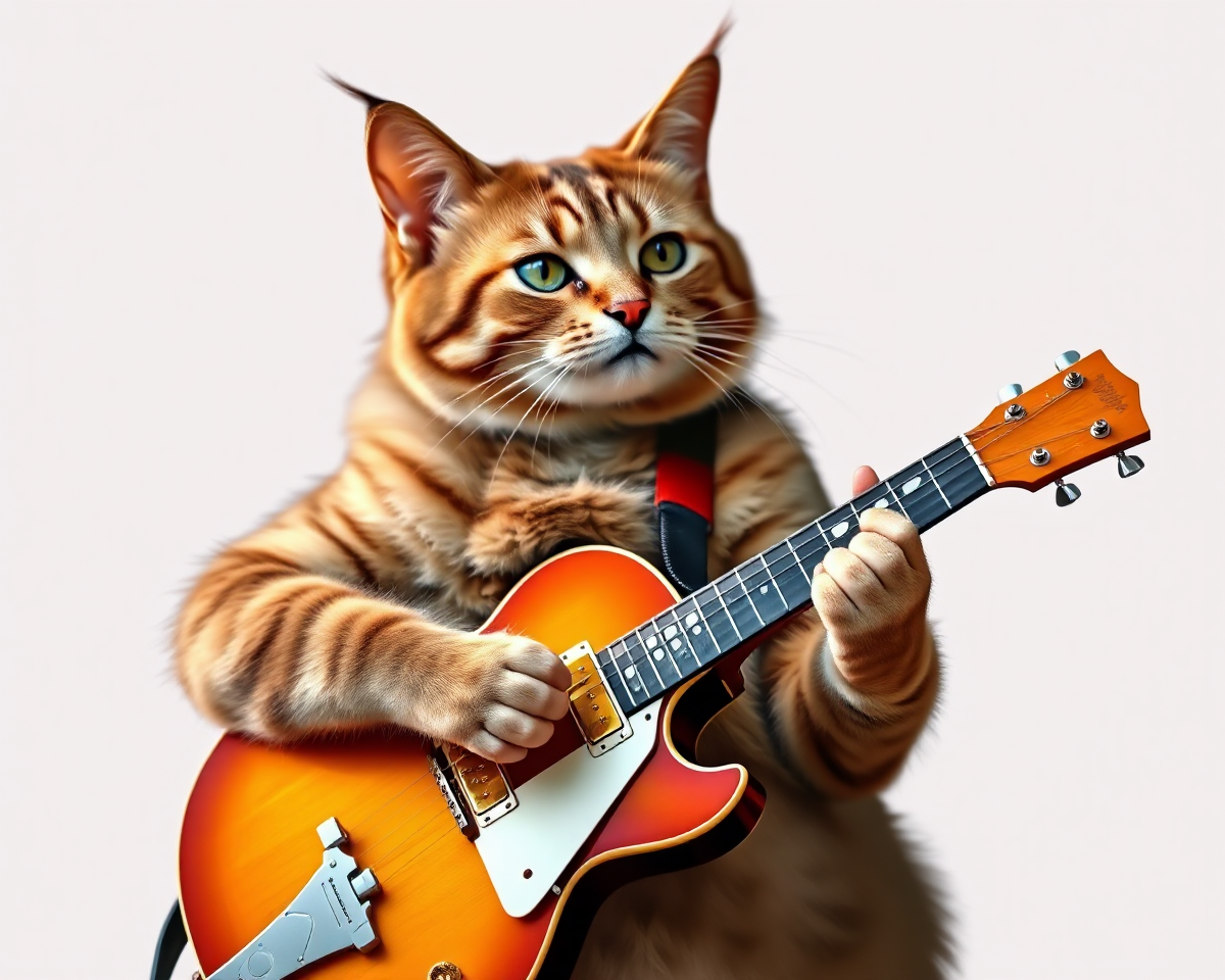 Feline Guitarist in Action