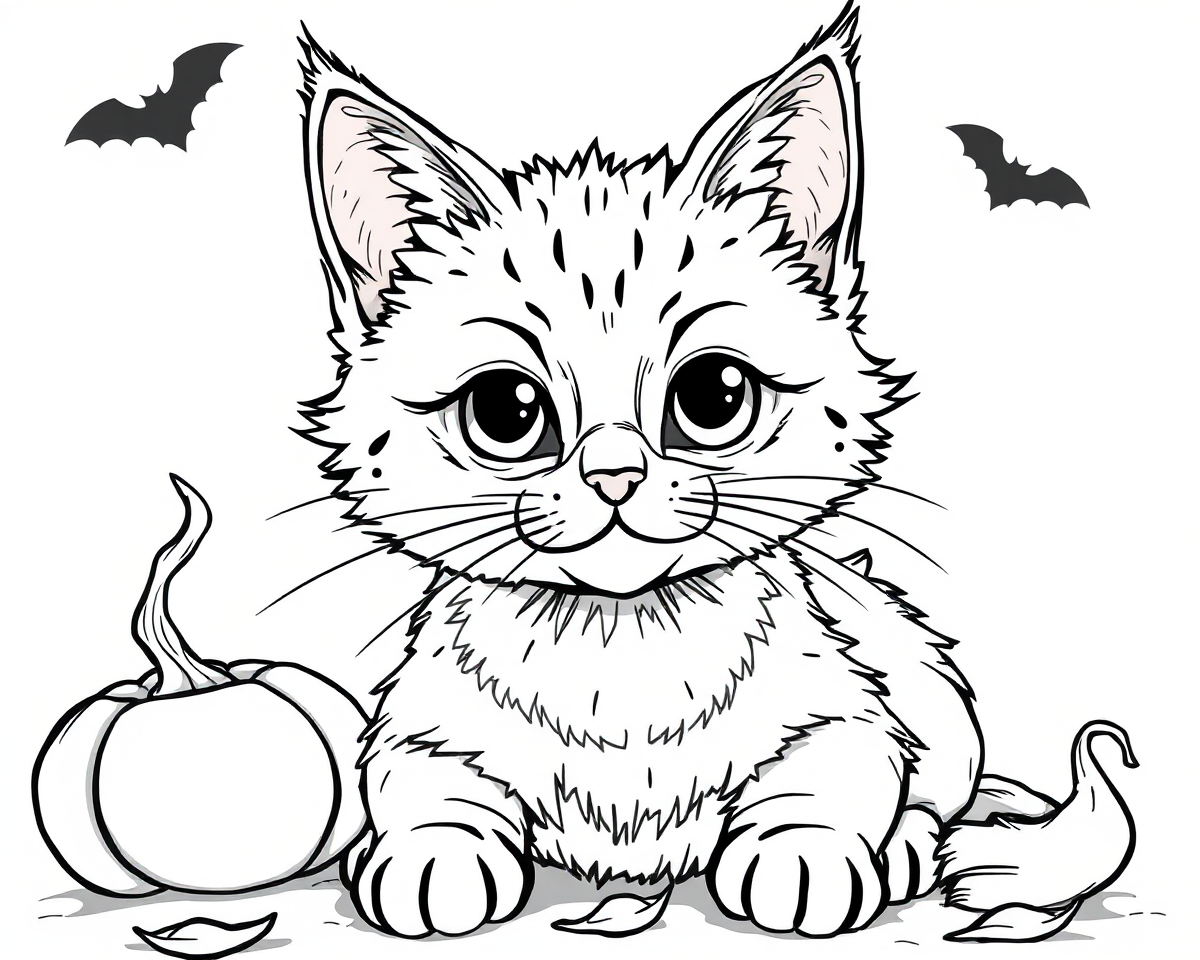 Halloween Cat Coloring Pictures for Preschoolers