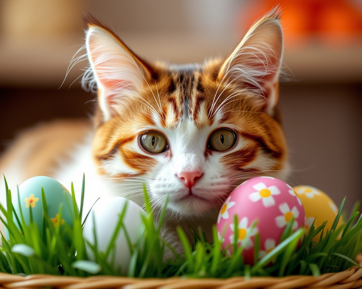 Easter Cat Photos in Whimsical Landscapes