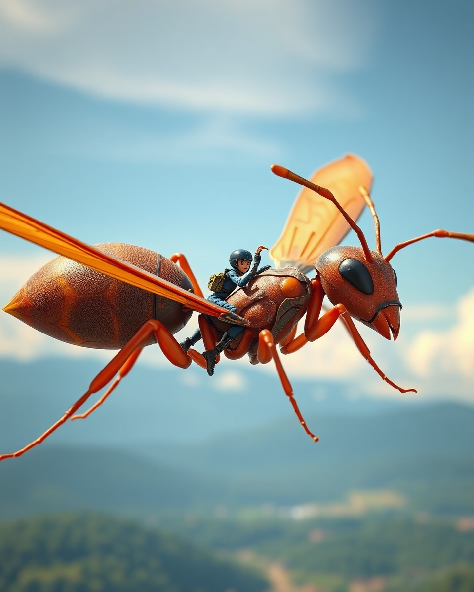 Ant-Man Soars Through Air on Giant Ant's Back