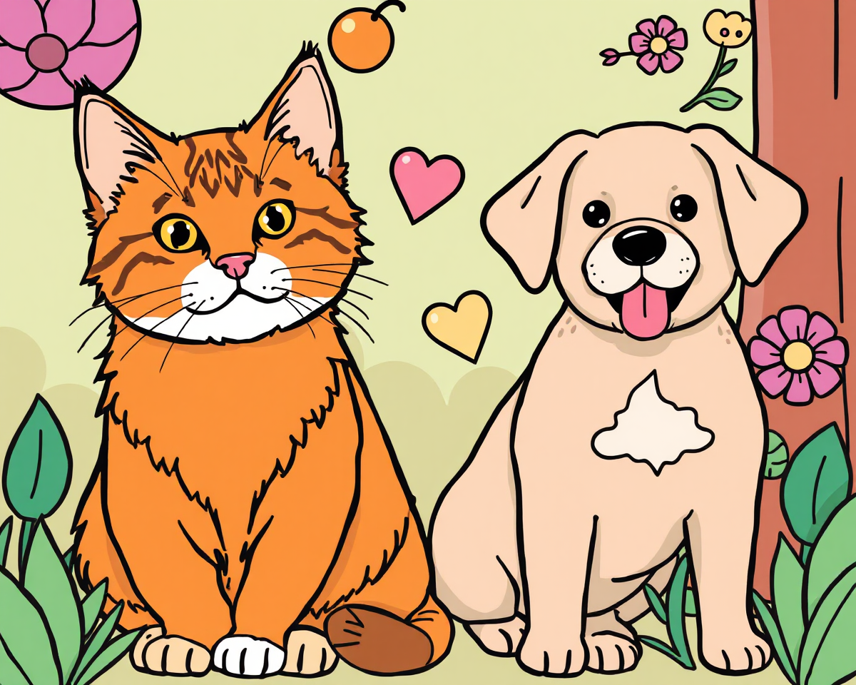 Colorful Cats and Dogs Pictures for Adults