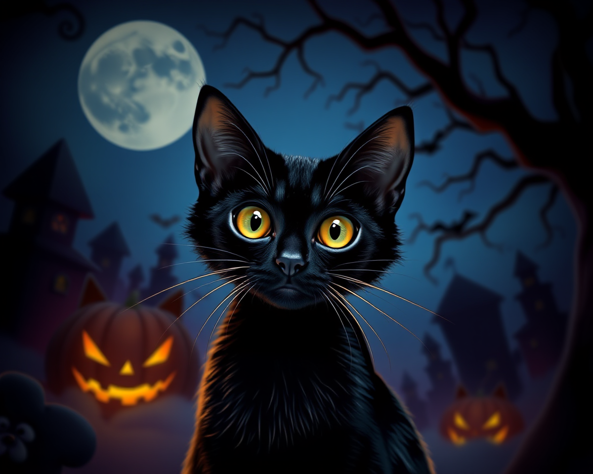 Halloween Black Cat Pictures for Home Decorations