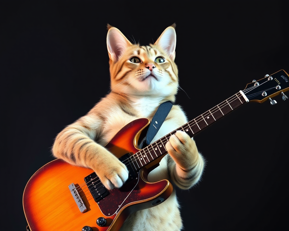 Cat Playing Guitar: Whimsical Feline Musician Image Generation