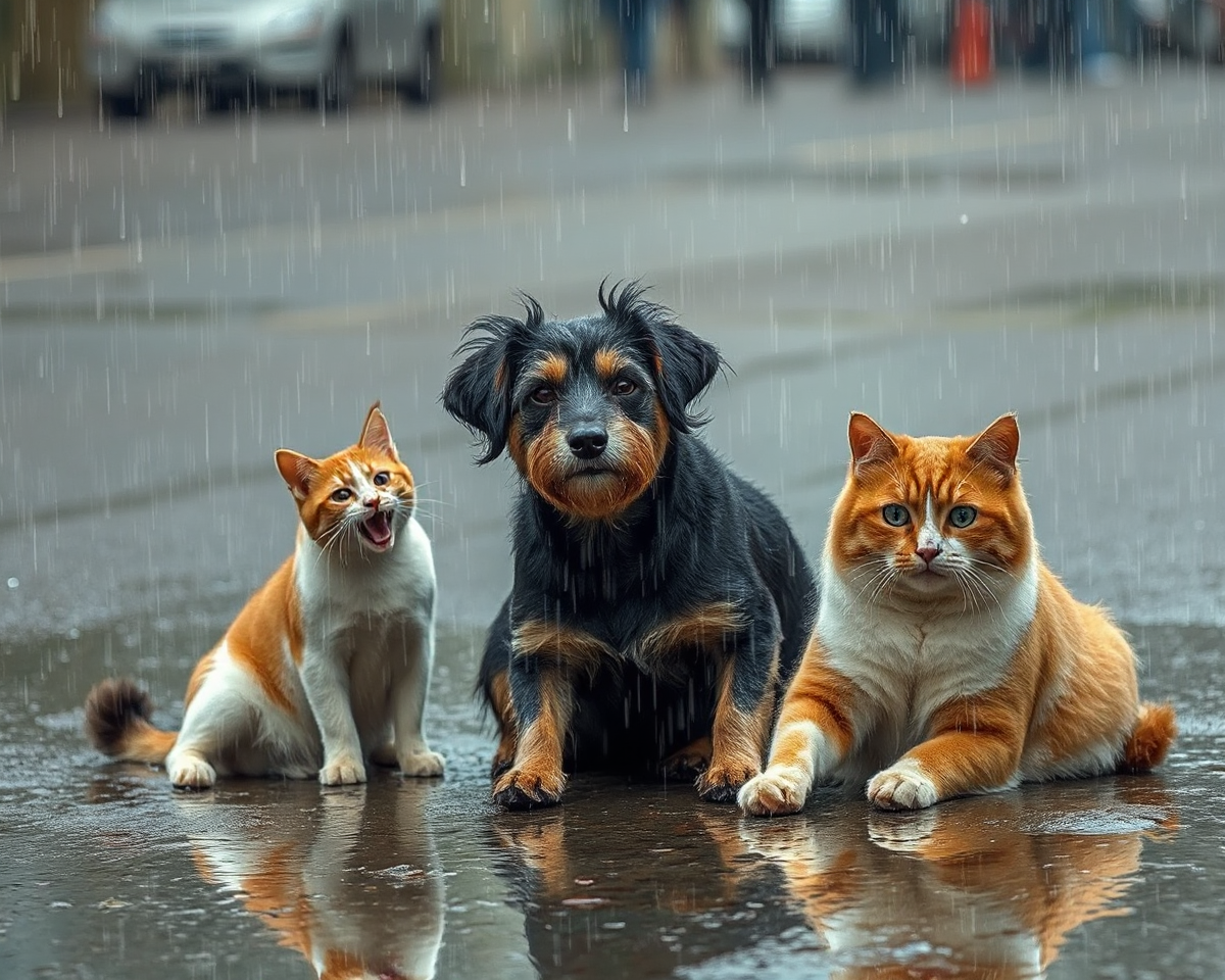 Heavy Raining Cats and Dogs Pictures All Around