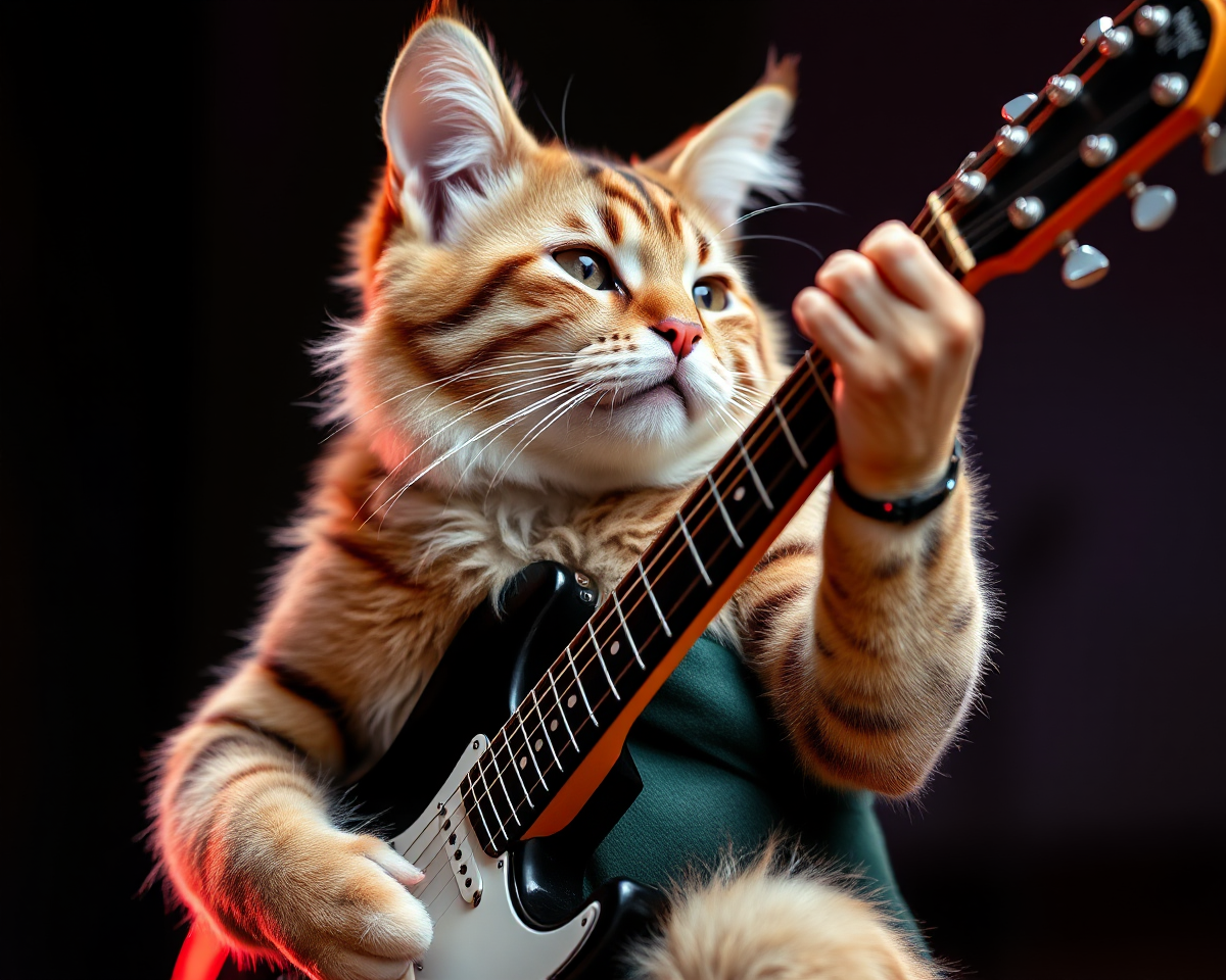 Picture of a Guitar Playing Cat