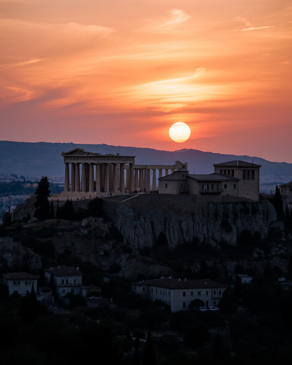 Greece's Iconic Landmark: Acropolis of Athens Sunset