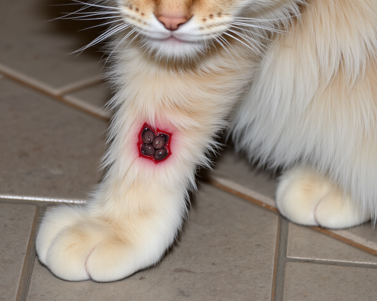 Snake Bite Wounds on Cat Legs