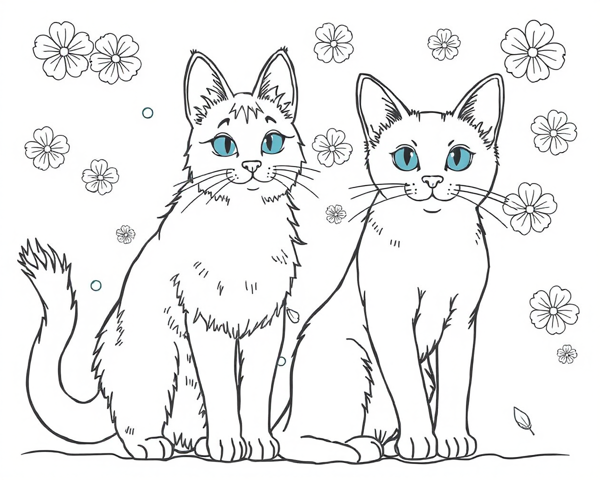 Coloring Pictures of Cats and Dogs Together