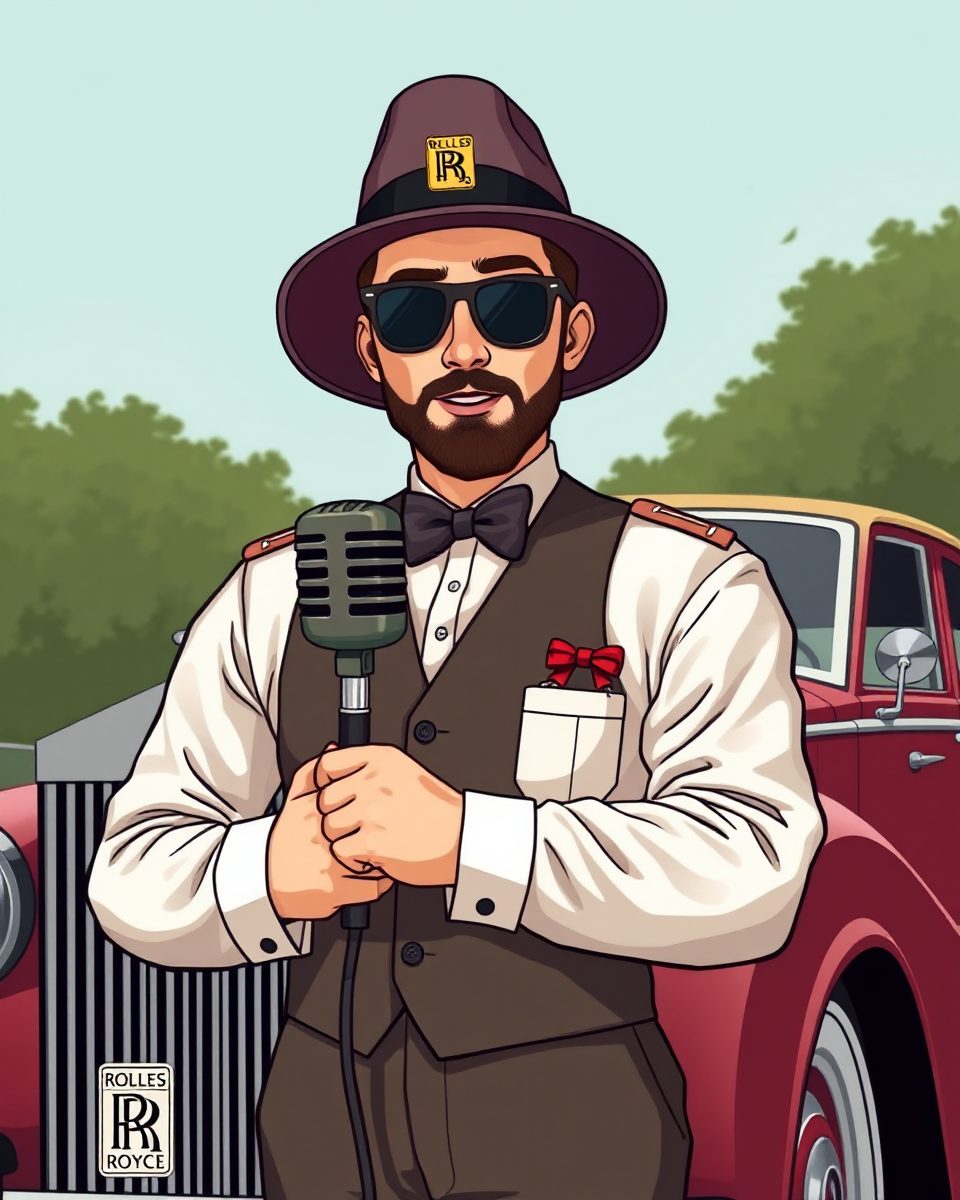 Vintage Chauffeur Mark with Classic Rolls-Royce Illustration