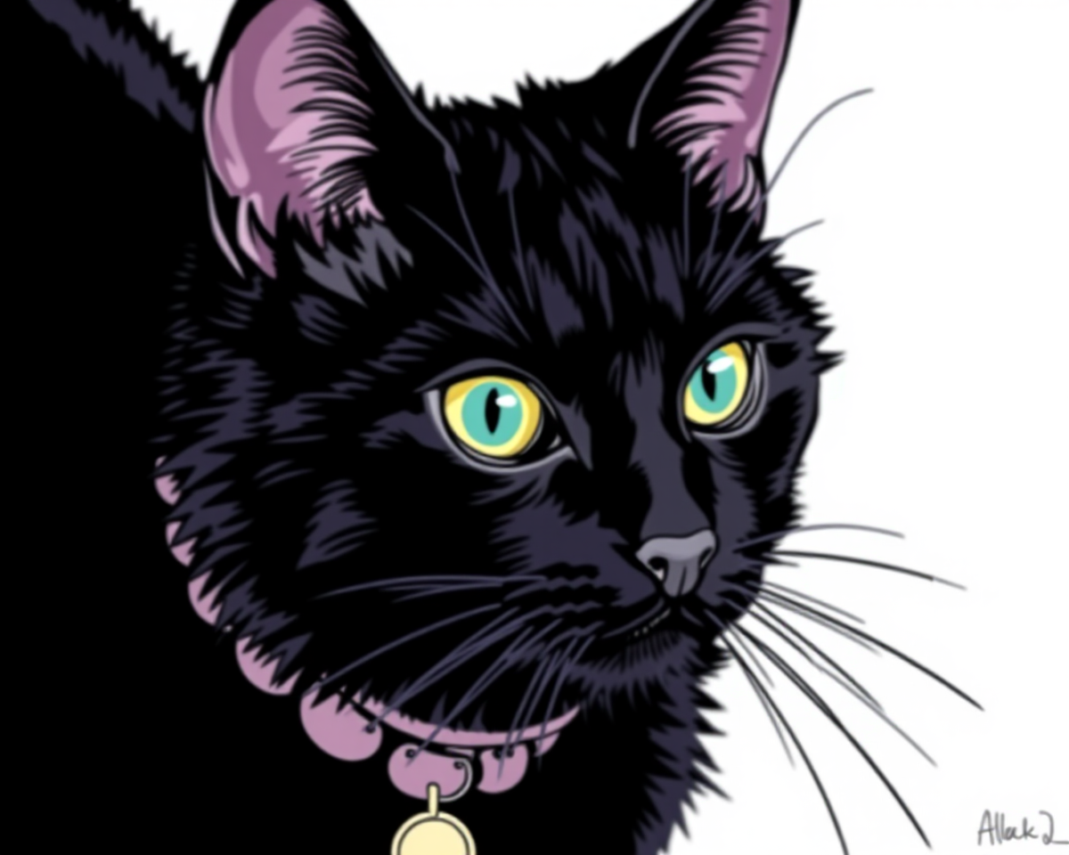 Coloring Black Cat Pictures for Kids