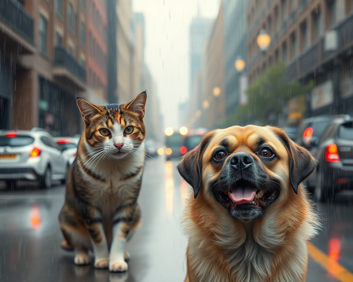 Dramatic Images of Raining Cats and Dogs Falling