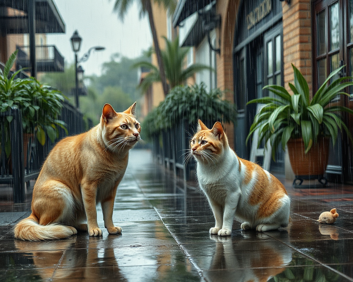 Cats and Dogs Raining Pictures in Heavy Downpour