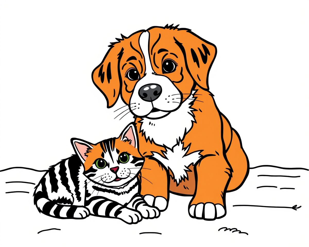 Dog and Cat Coloring Pictures for Creativity