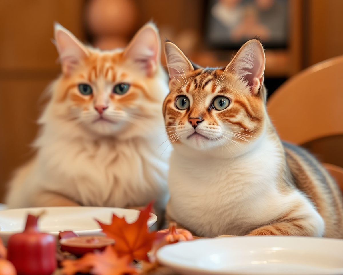 Pictures of Cats at Thanksgiving Dinner Table