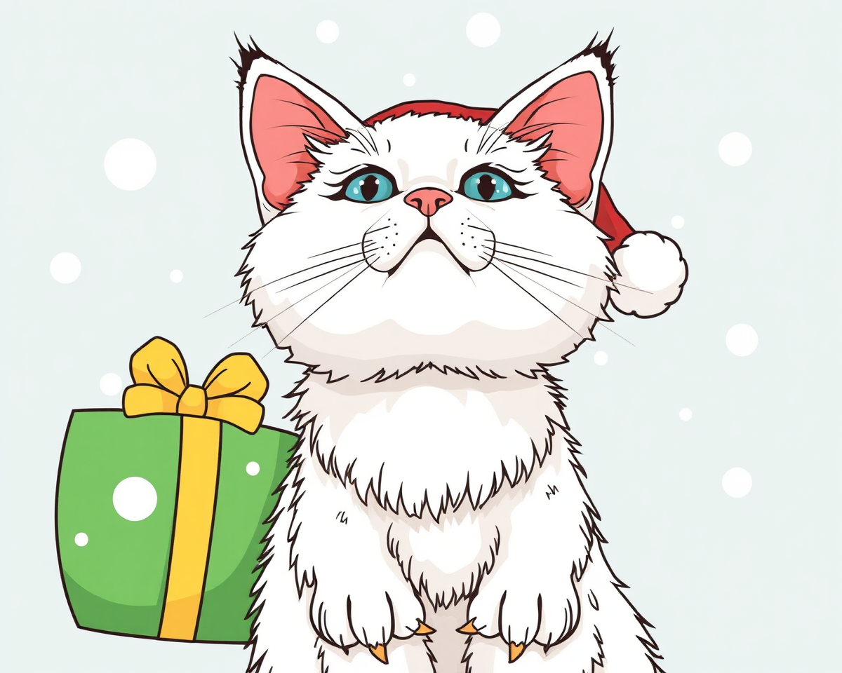 Color Christmas Cat Pictures to Download