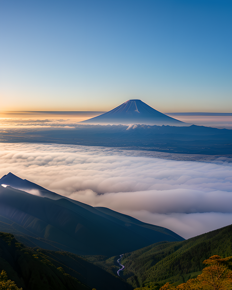 Peaceful Morning Scene of Mount Fuji