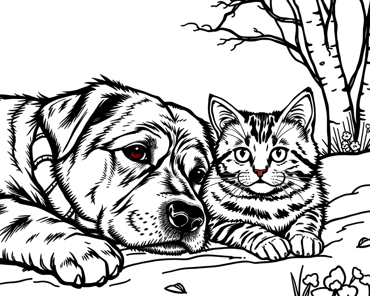 Colorful Dog and Cat Pictures to Print