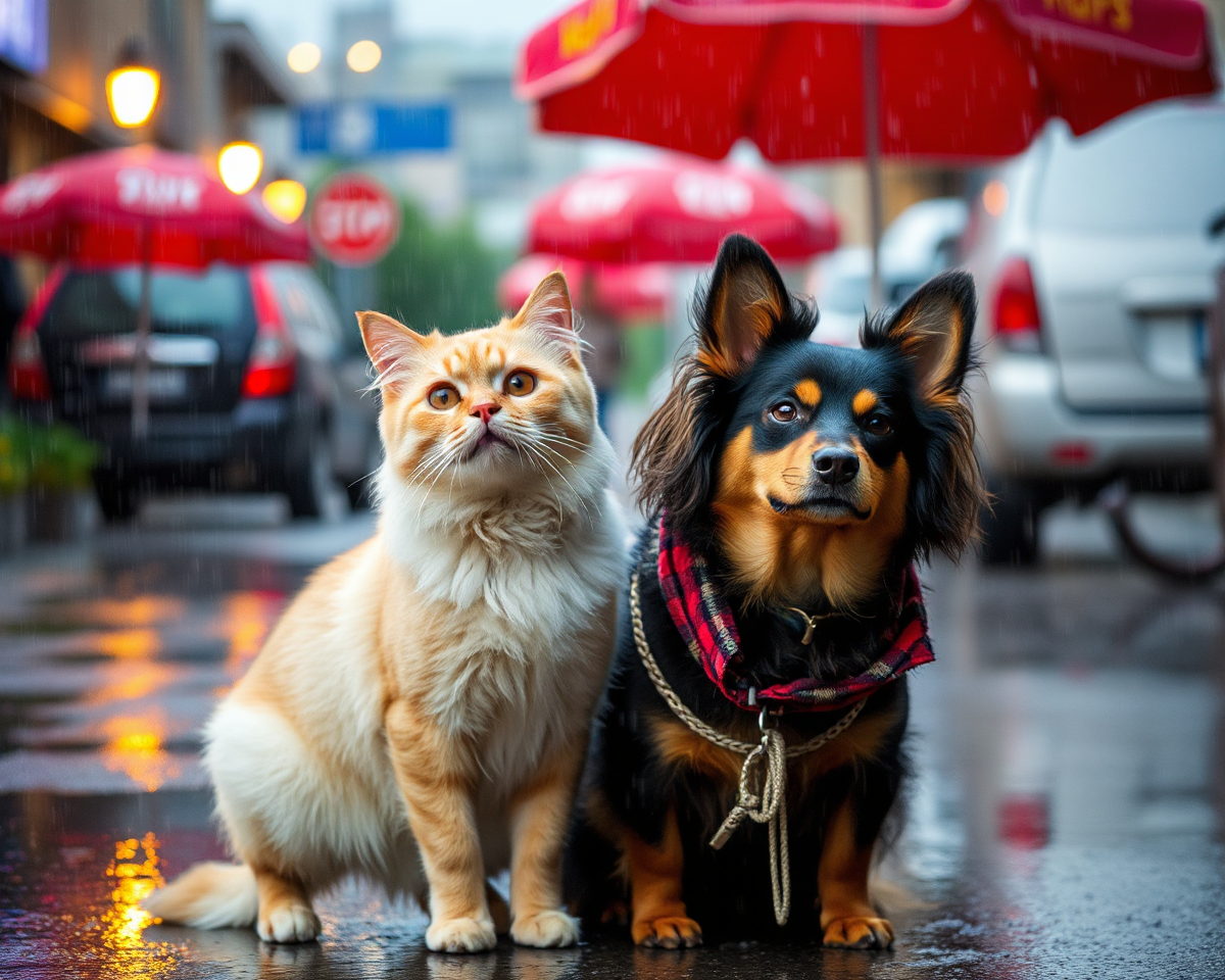 Pictures of Raining Cats and Dogs in Action