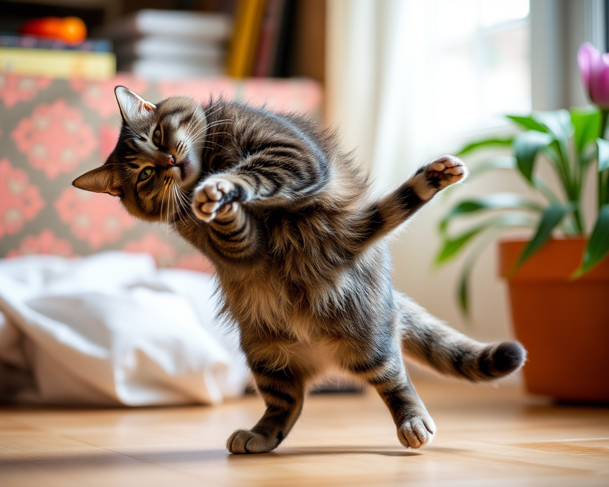 Dancing Cat Images Showcase Feline Agility