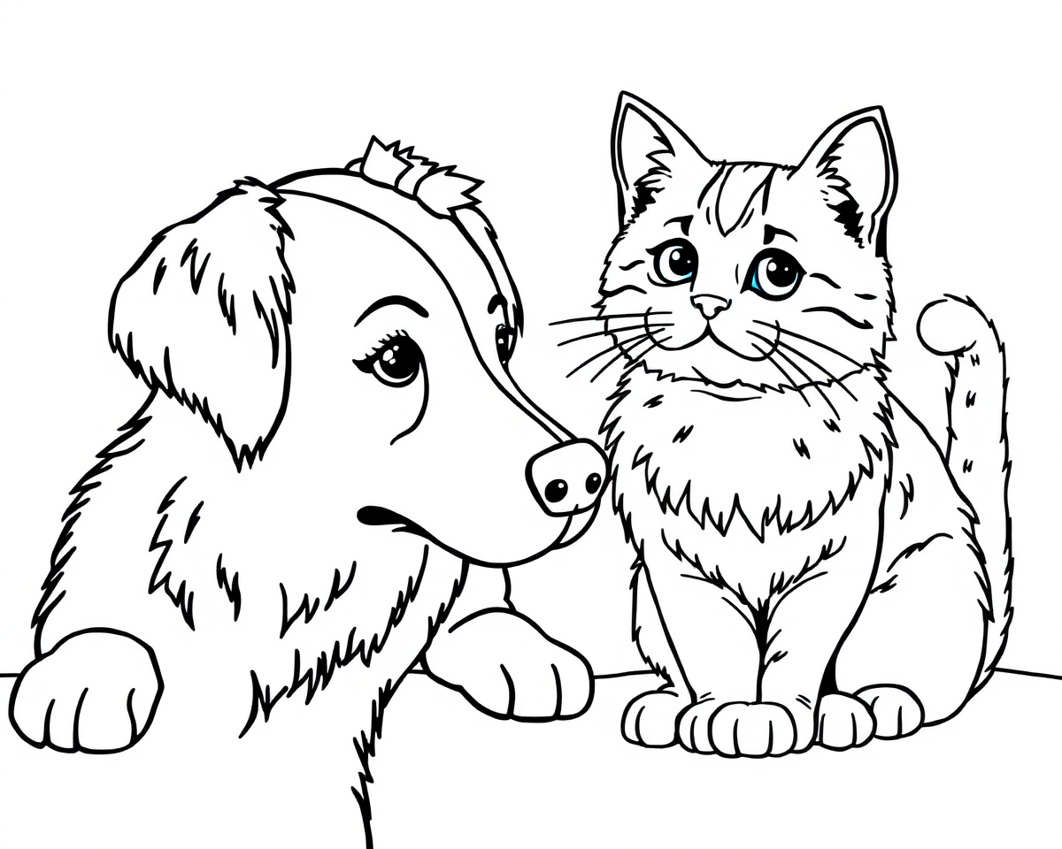 Dog and Cat Coloring Pictures Online Free