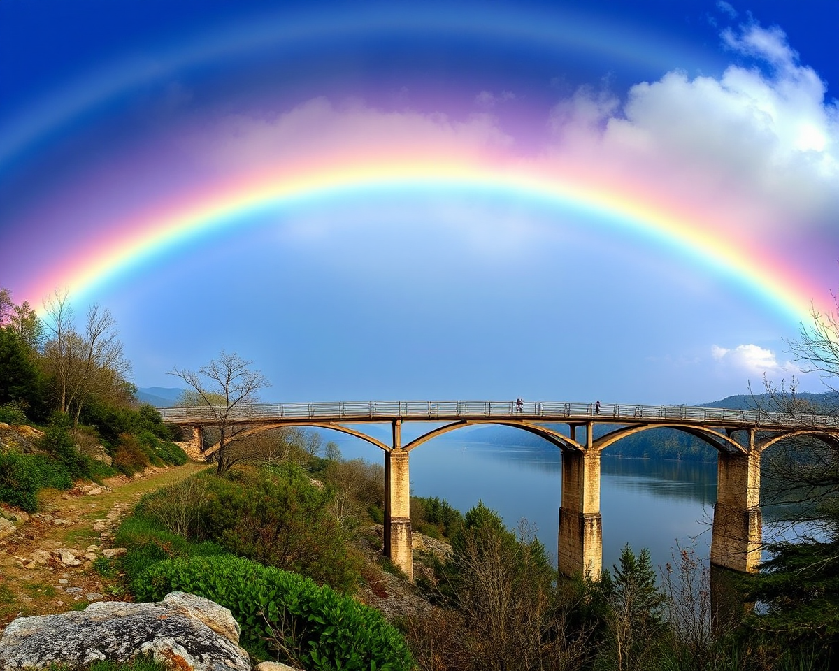 Rainbow Bridge Scenes with Cats Imagined