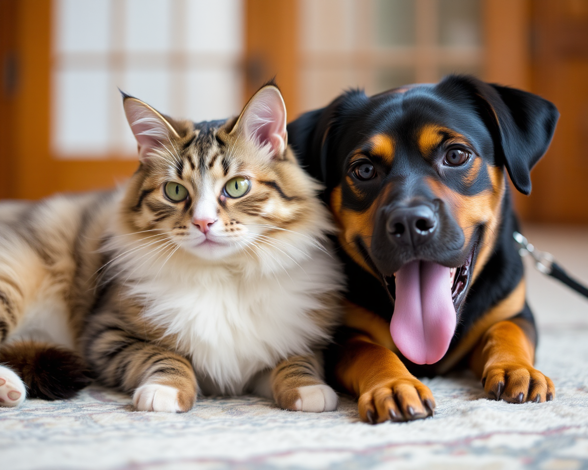 Cat and Dog Together in a Single Picture