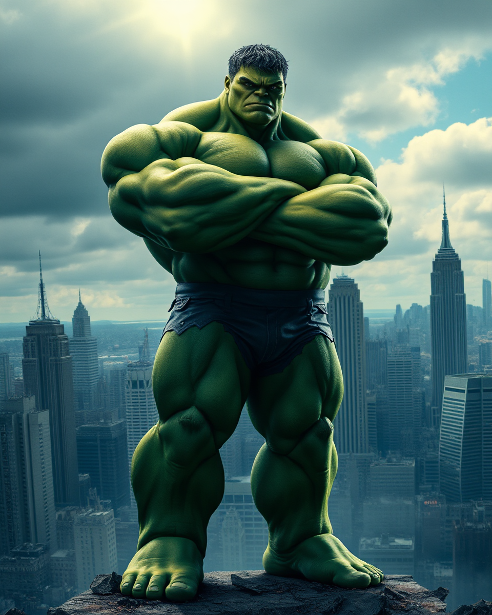 The Hulk's Powerful Stance Amid City Ruins