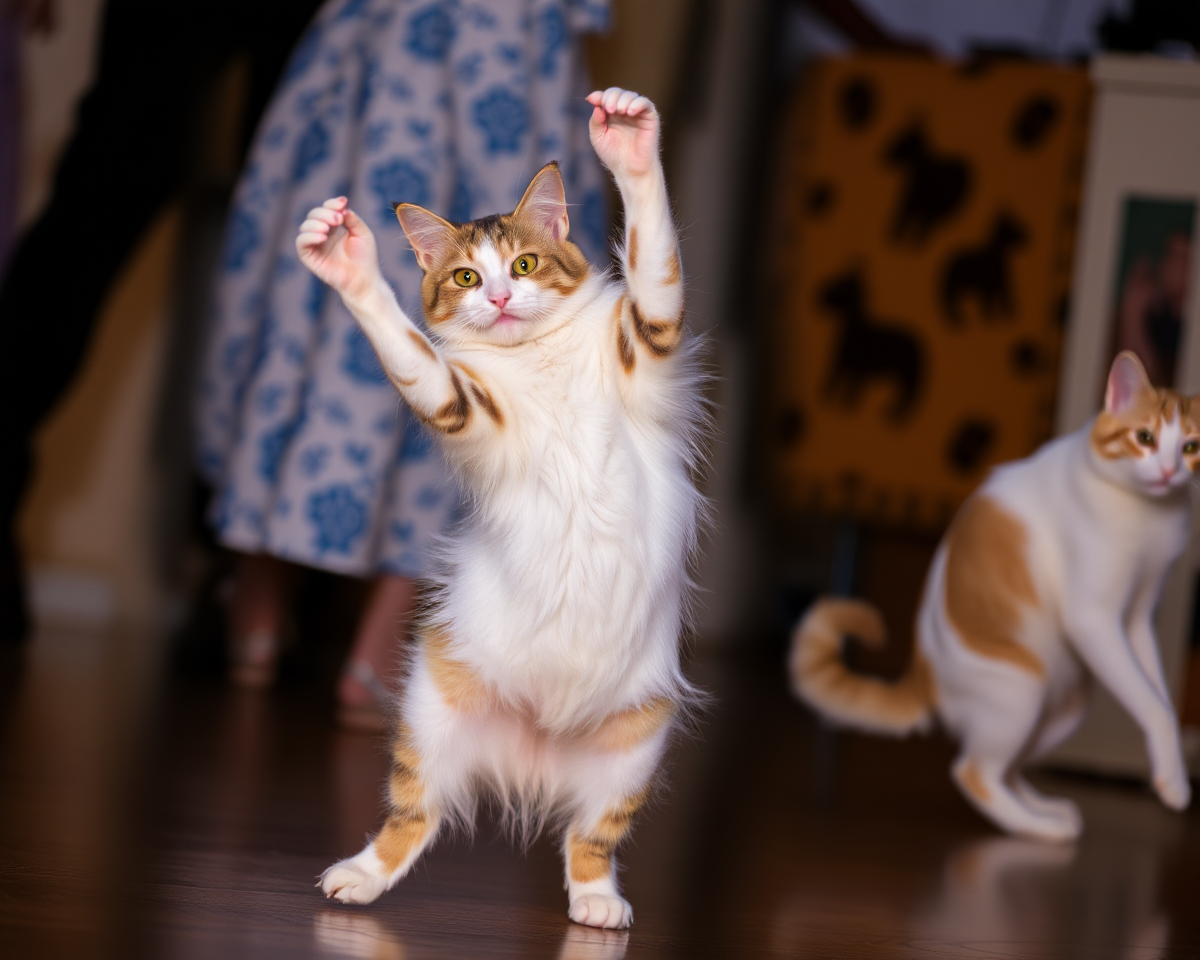 Cat Dancing Images in Motion Evoke Wonder