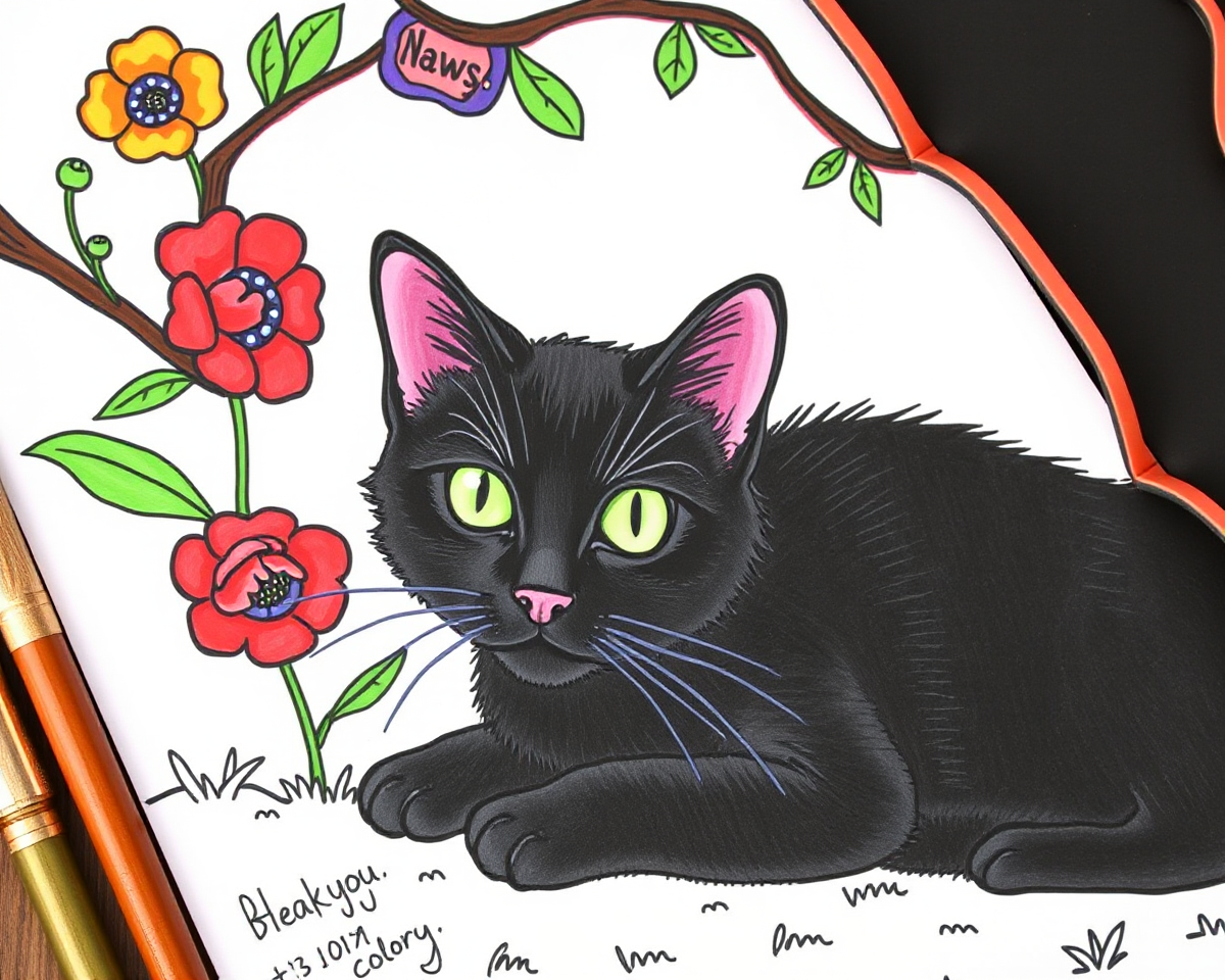 Black Cat Color Pictures for Kids Free