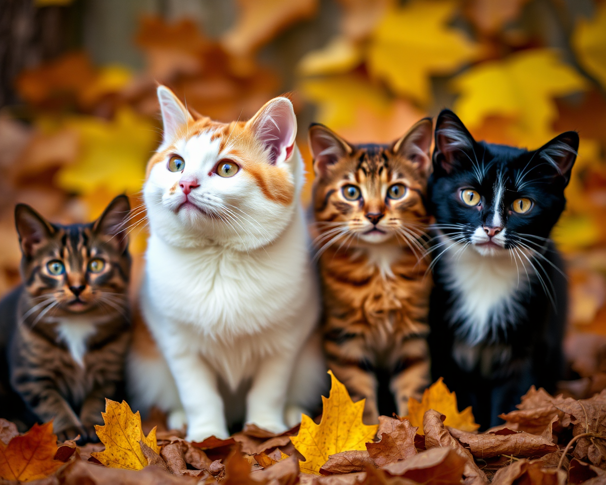 Fall Pictures Featuring Cats in Play