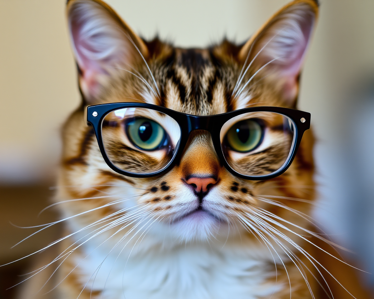 Cat Wears Glasses in Funny Images