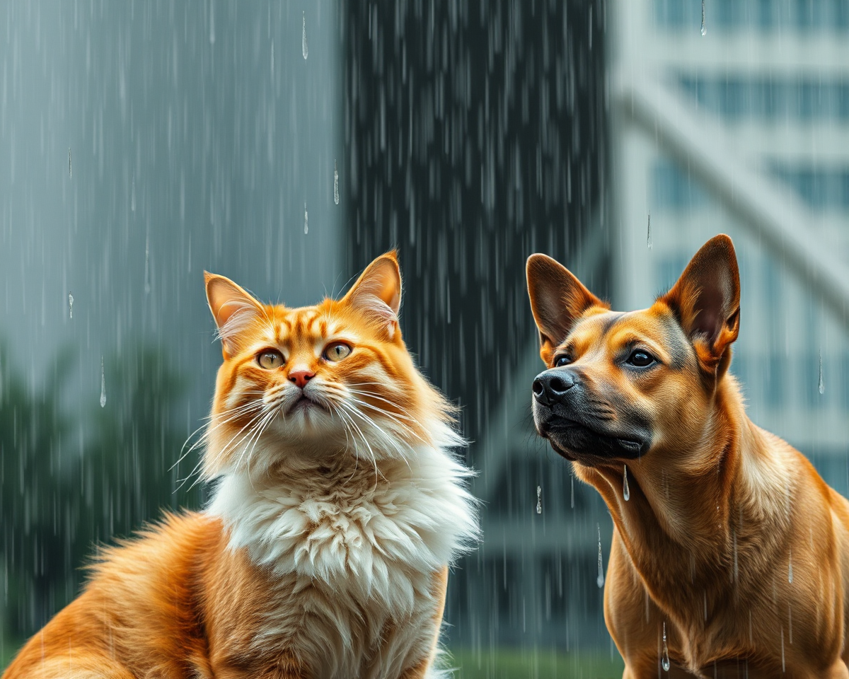 Raining Cats and Dogs Images on City Streets