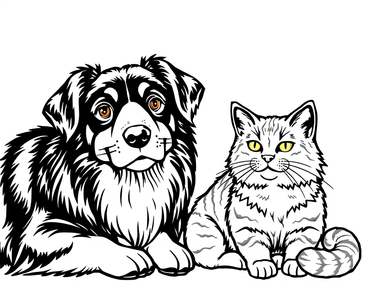 Dog and Cat Coloring Pictures for Therapy