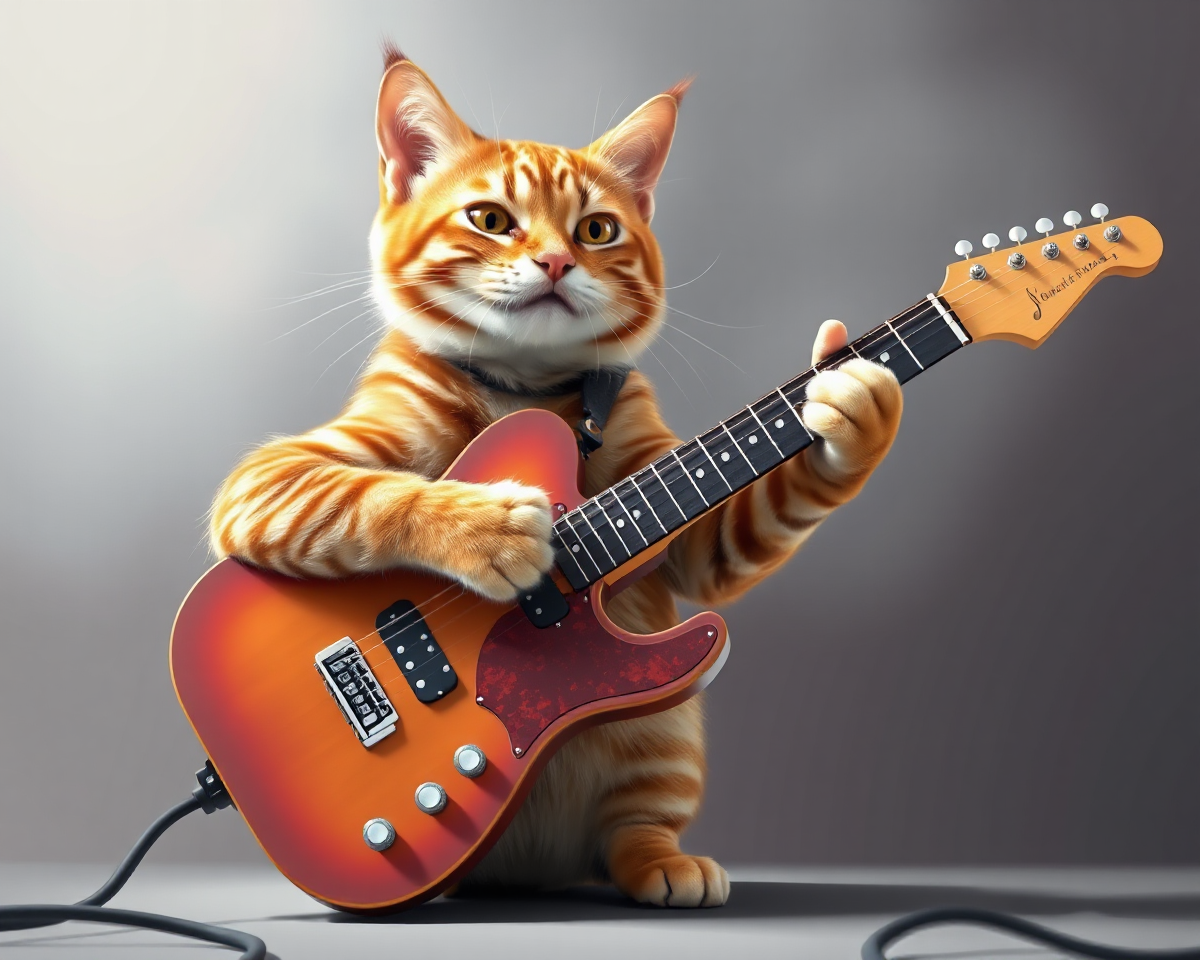 Cat's Guitar Adventure: A Colorful Image