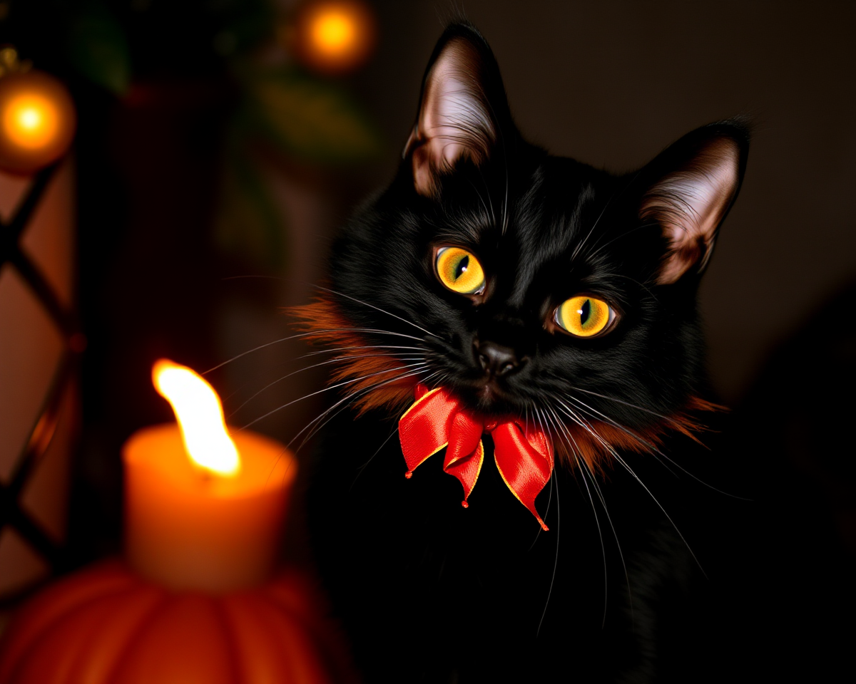 Halloween Pictures Feature a Black Cat's Spooky Appearance