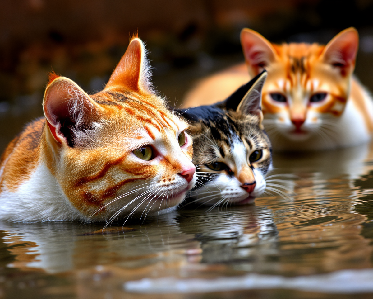 Wet Cats' Pictures Display Unwavering Feline Loyalty