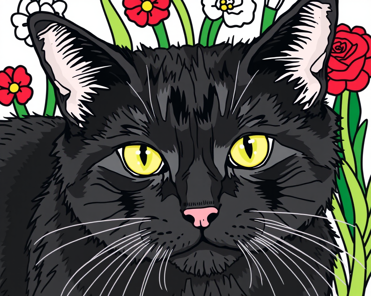 Free Black Cat Pictures to Color for Kids