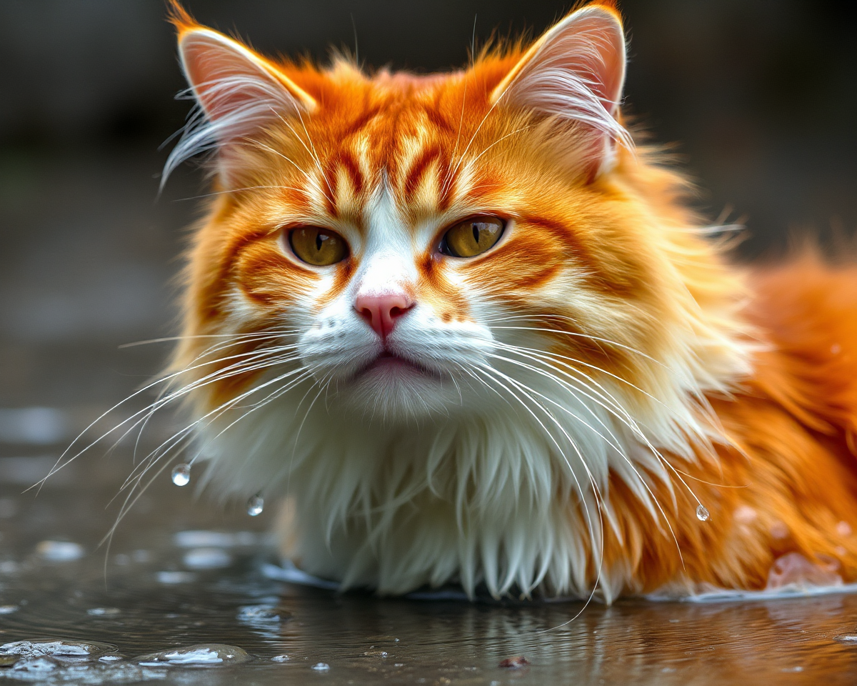 Cat's Wet Moment in Images