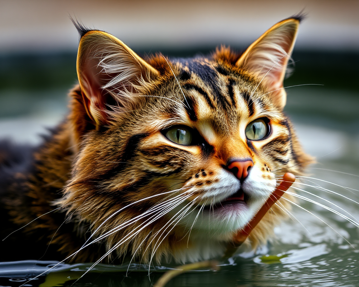 Furry Feline in Wet Images