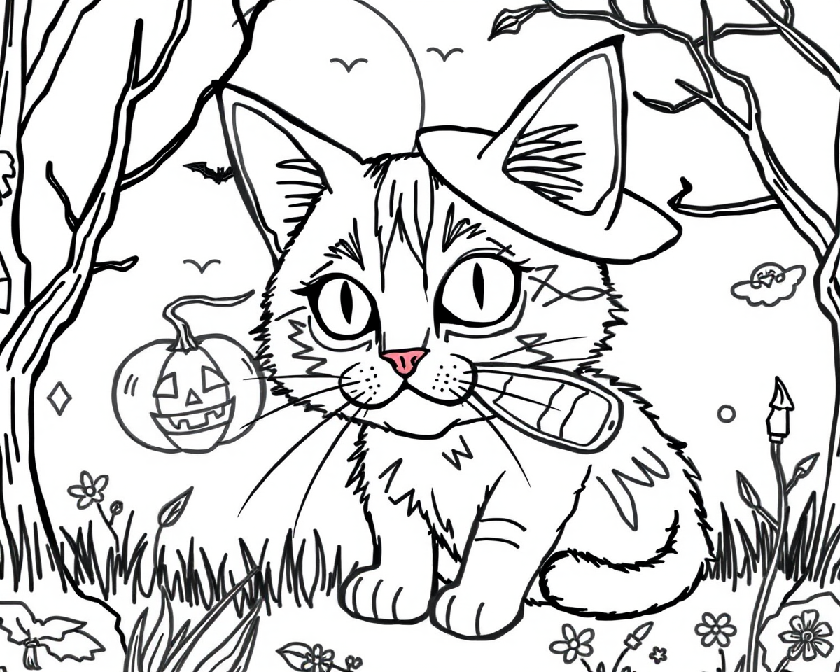 Free Printable Halloween Cat Coloring Pictures