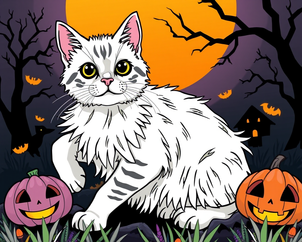 Halloween Cat Pictures to Color Free