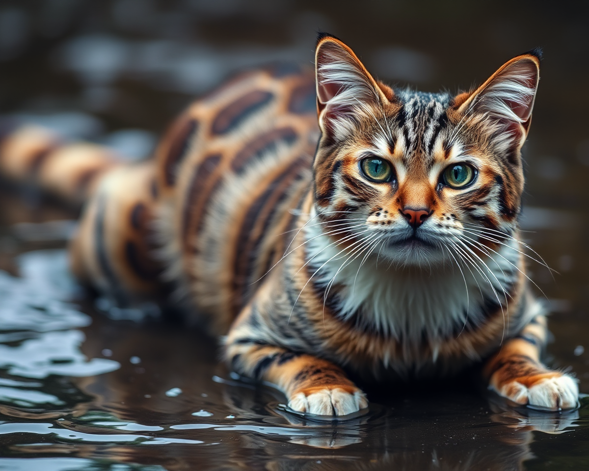 Intriguing Images of Wet Cats' Mysterious Nature