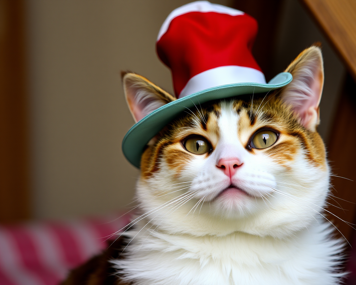 Colorful Cat in Hat Images on Display