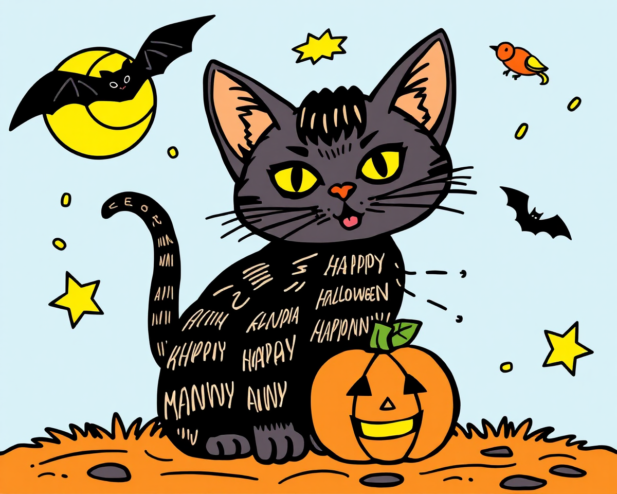 Free Halloween Cat Coloring Pictures Online