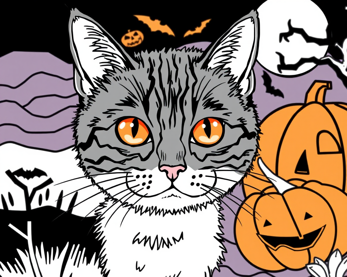 Halloween Cat Coloring Pages to Print