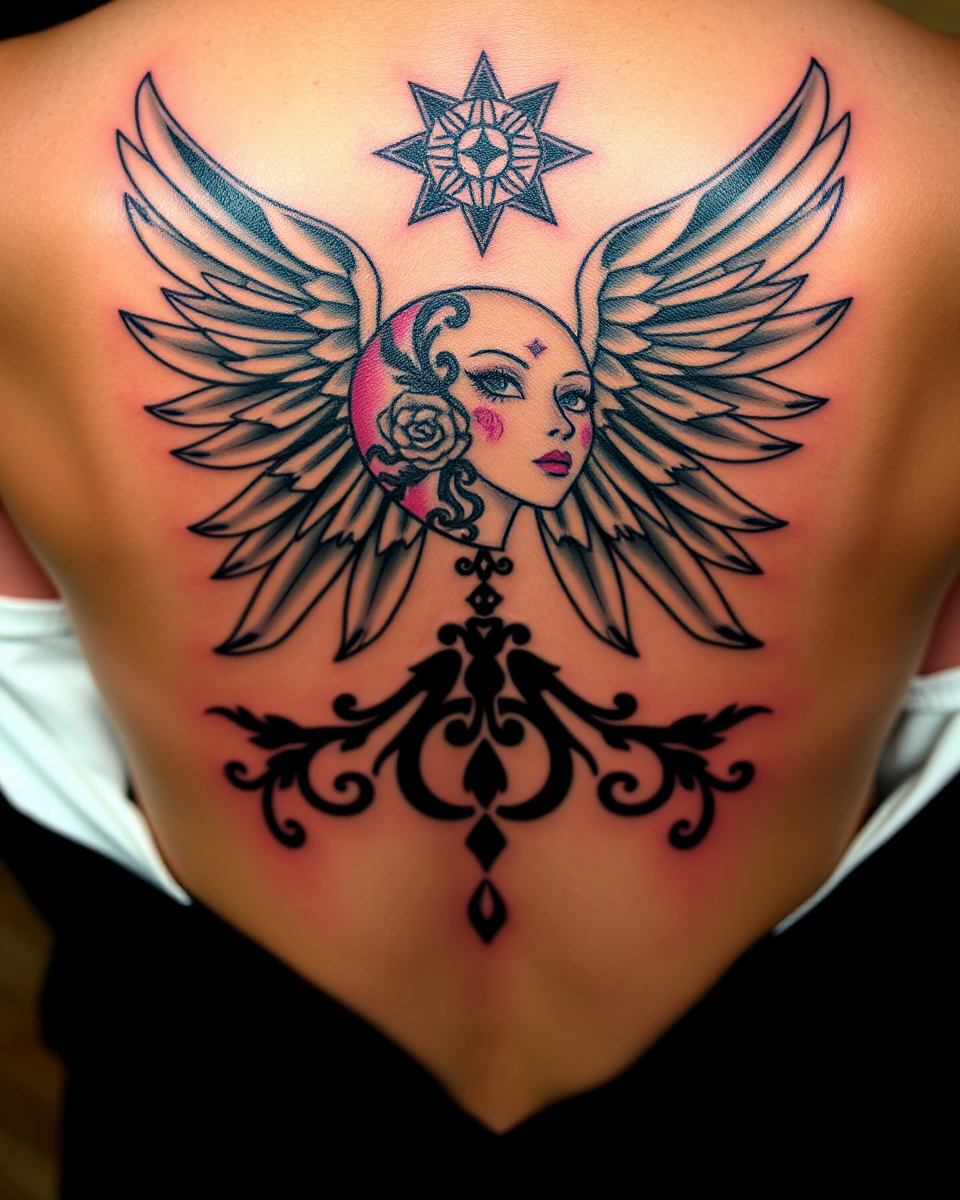 Angel Symbols Tattoos for Ladies' Skin