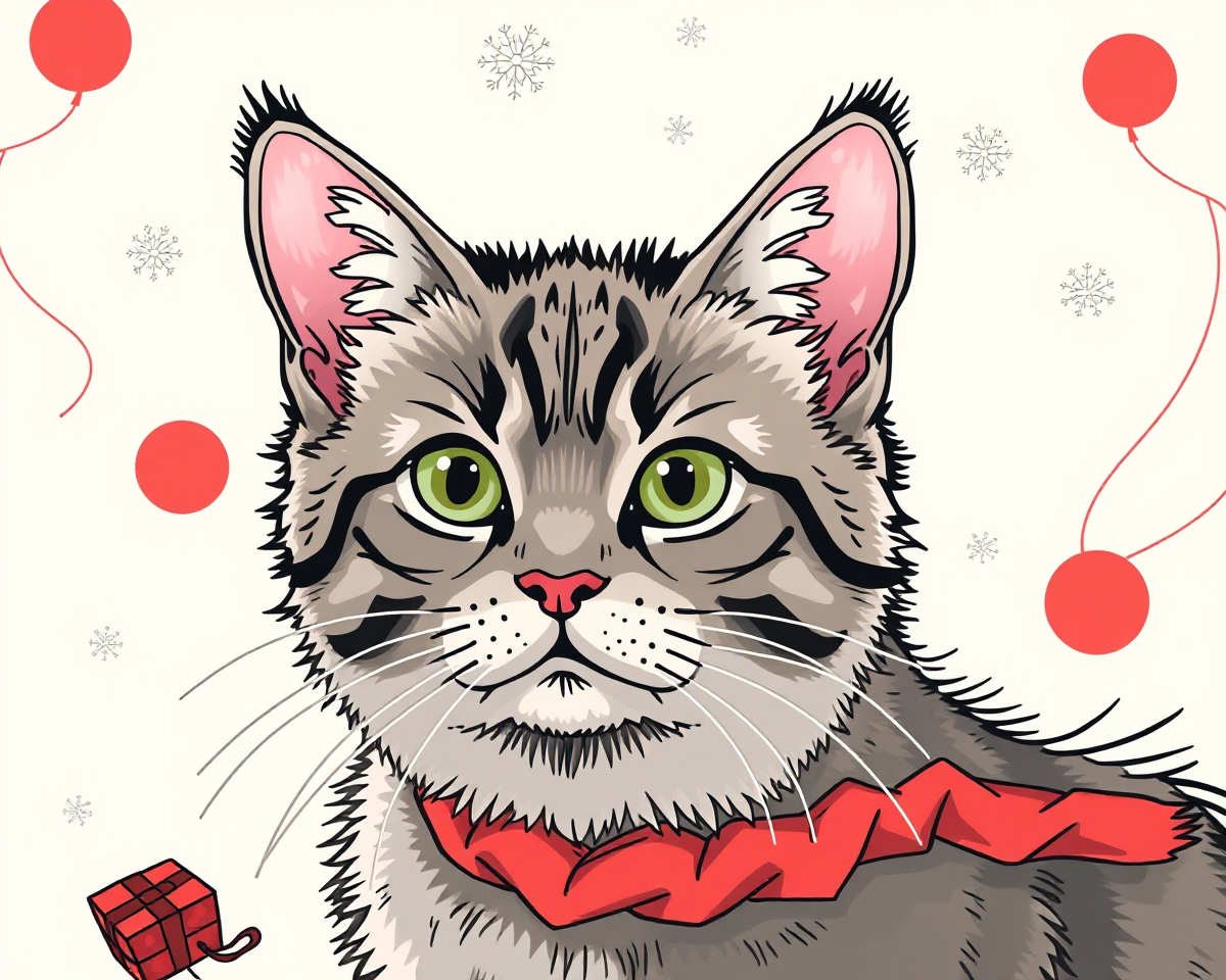 Colorful Christmas Cat Pictures for Kids